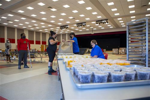 Families are picking up food  